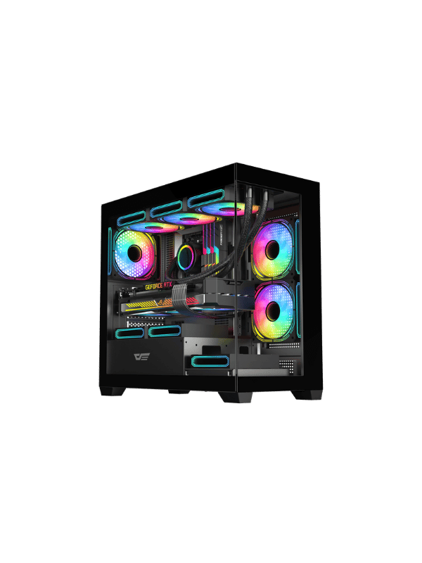 DarkFlash DS900M M-ATX PC Case, With 3 ARGB Fans, BLACK