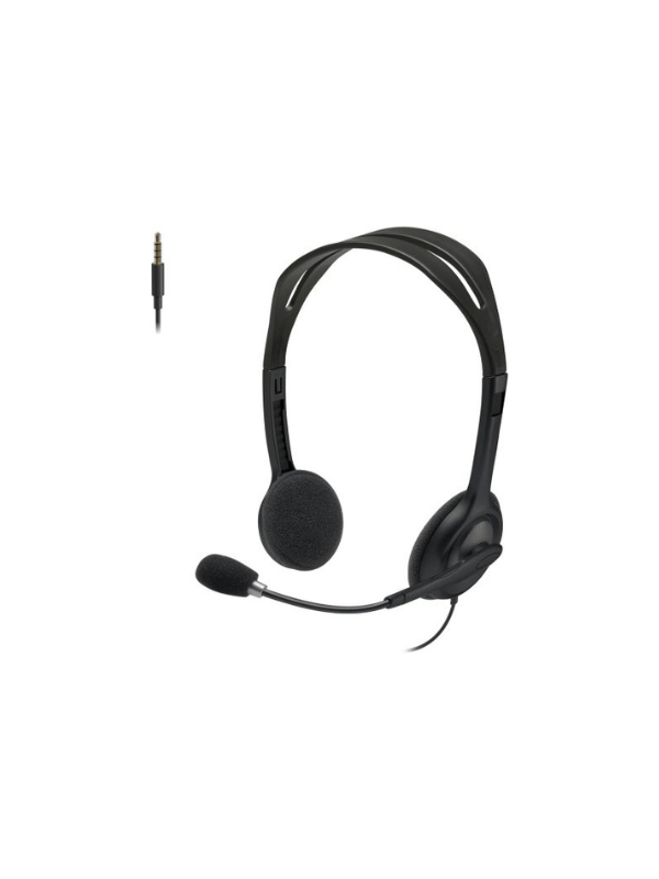 Logitech H111 Wired Headset, Stereo Headphones with Noise-Cancelling Microphone, 3.5 mm Audio Jack, Black