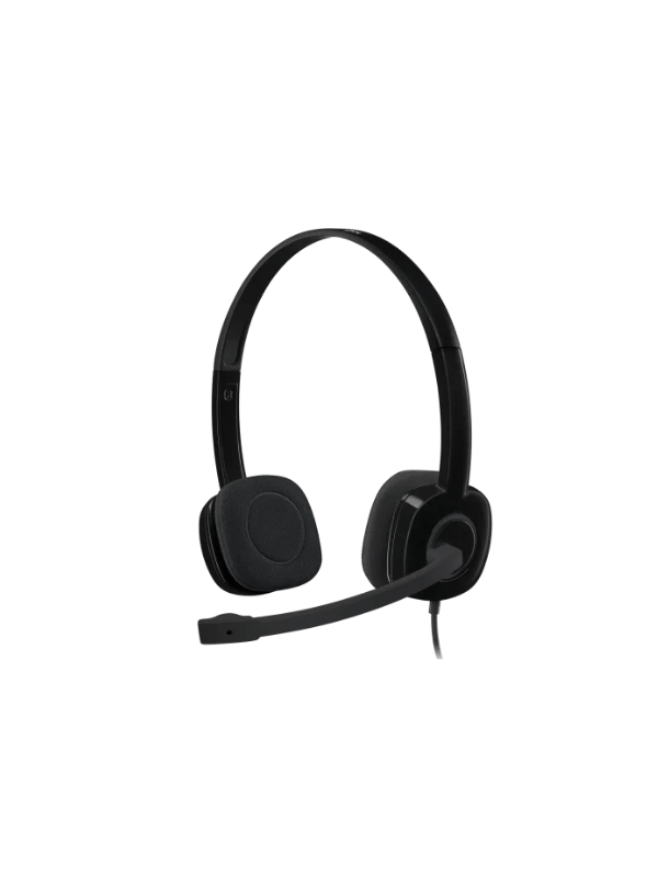 Logitech Headset H151 Wired Headset with Mic, Analog Stereo Headphones with Rotating Noise-Cancelling Microphone, 3.5 mm Audio Jack, in-Line Controls, Black