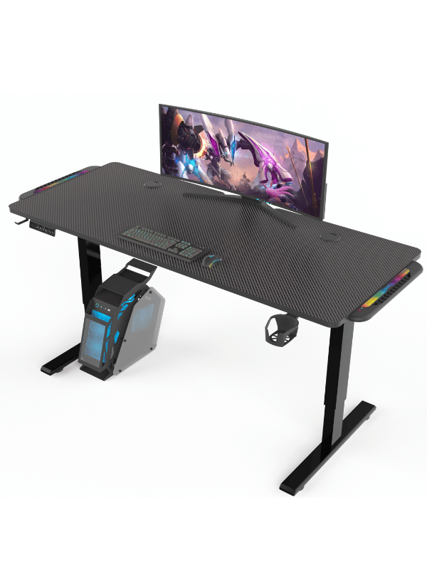 Adjustable Gaming Desk 140 x 60 cm, BLACK