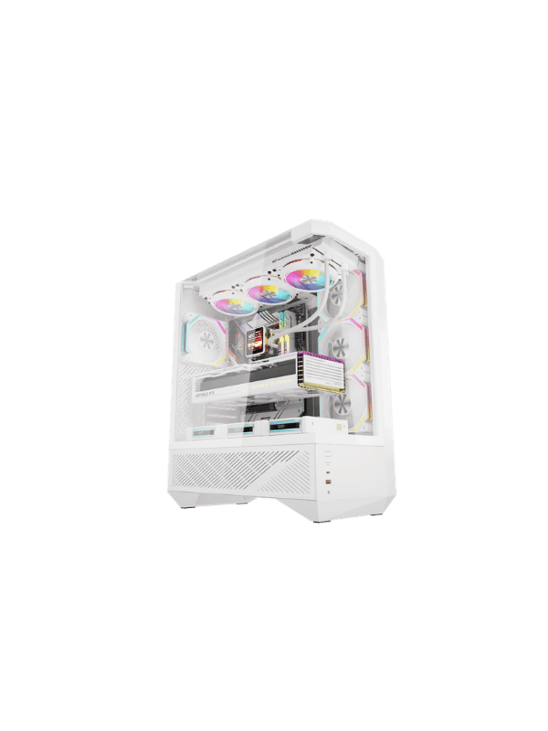 DarkFlash DY460 ATX PC Case, With 4 ARGB Fans, WHITE