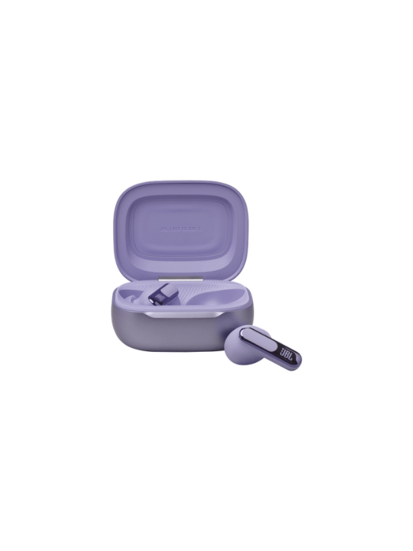 JBL Live Beam 3 Wireless Noise-Cancelling Closed-Stick Earbuds, 48Hrs Total Playback, Wireless Charging, 6 Mics for Perfect Calls, Multi-Point Connection, IP55 Waterproof and dustproof, Purple