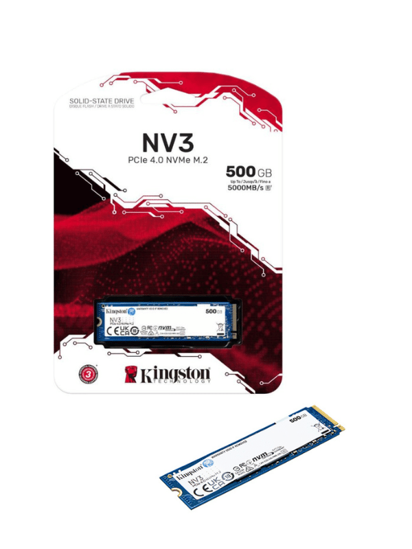 Kingston’s NV3 PCIe 4.0 NVMe SSD  500GB Capacity, Up to 5,000MB/s read, 3,000MB/s write 