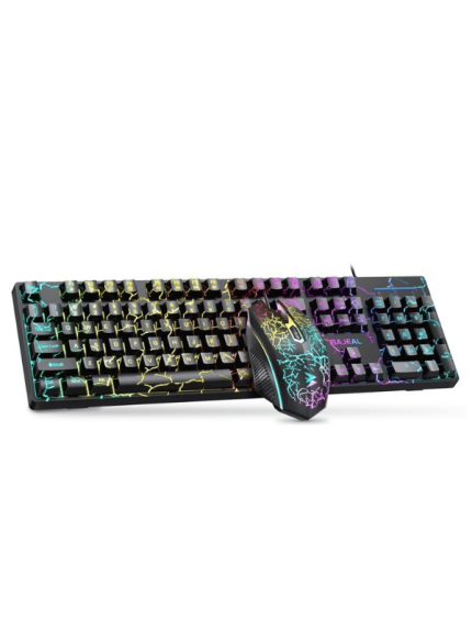 Bajeal T550 Cracked Suspended Keycap Mechanical Feel Gaming Luminous Keyboard and Mouse Combo