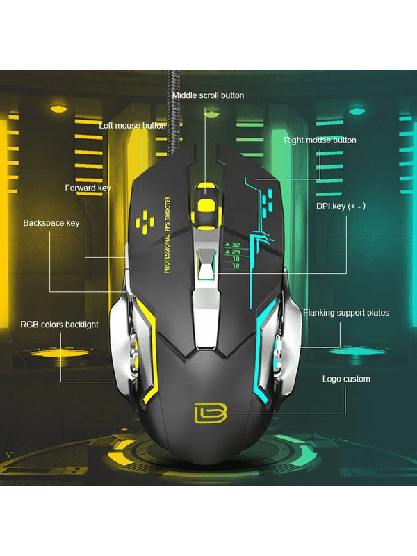 BAJEAL G8 RGB Gaming Mouse – Ergonomic, Wired, Programmable, Up to 3200 DPI