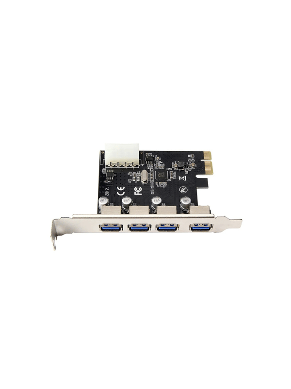 PCIE to 4 USB3.0 Ports Expansion Card PCI Express to USB3.0 Adapter Card with Large 4Pin Power Interface for Desktop PC