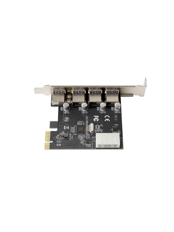 PCIE to 4 USB3.0 Ports Expansion Card PCI Express to USB3.0 Adapter Card with Large 4Pin Power Interface for Desktop PC