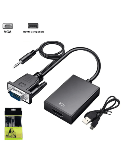 VGA To HDMI 1080P Adapter with 3.5mm Audio Output Jack